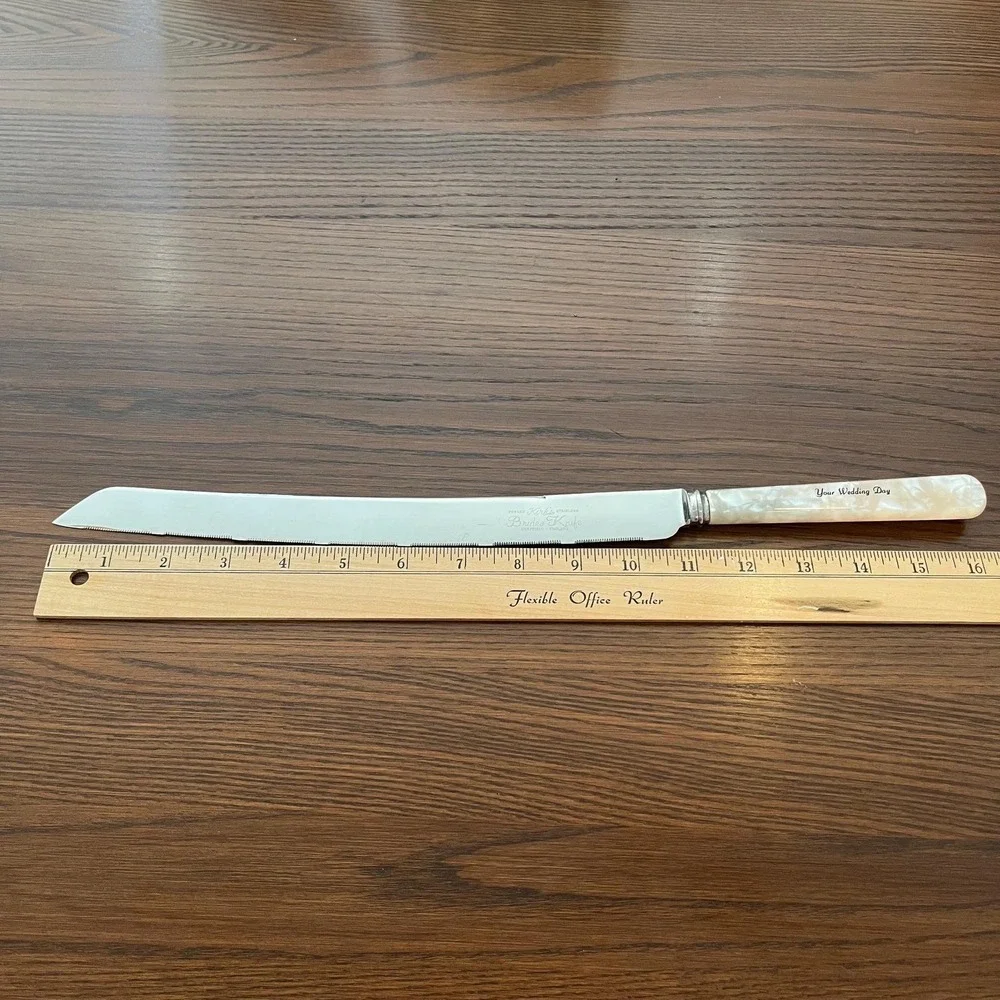 VTG 1960s Bride's Cake Knife Kirk's‎ Sheffield England Engraved Wedding Keepsake